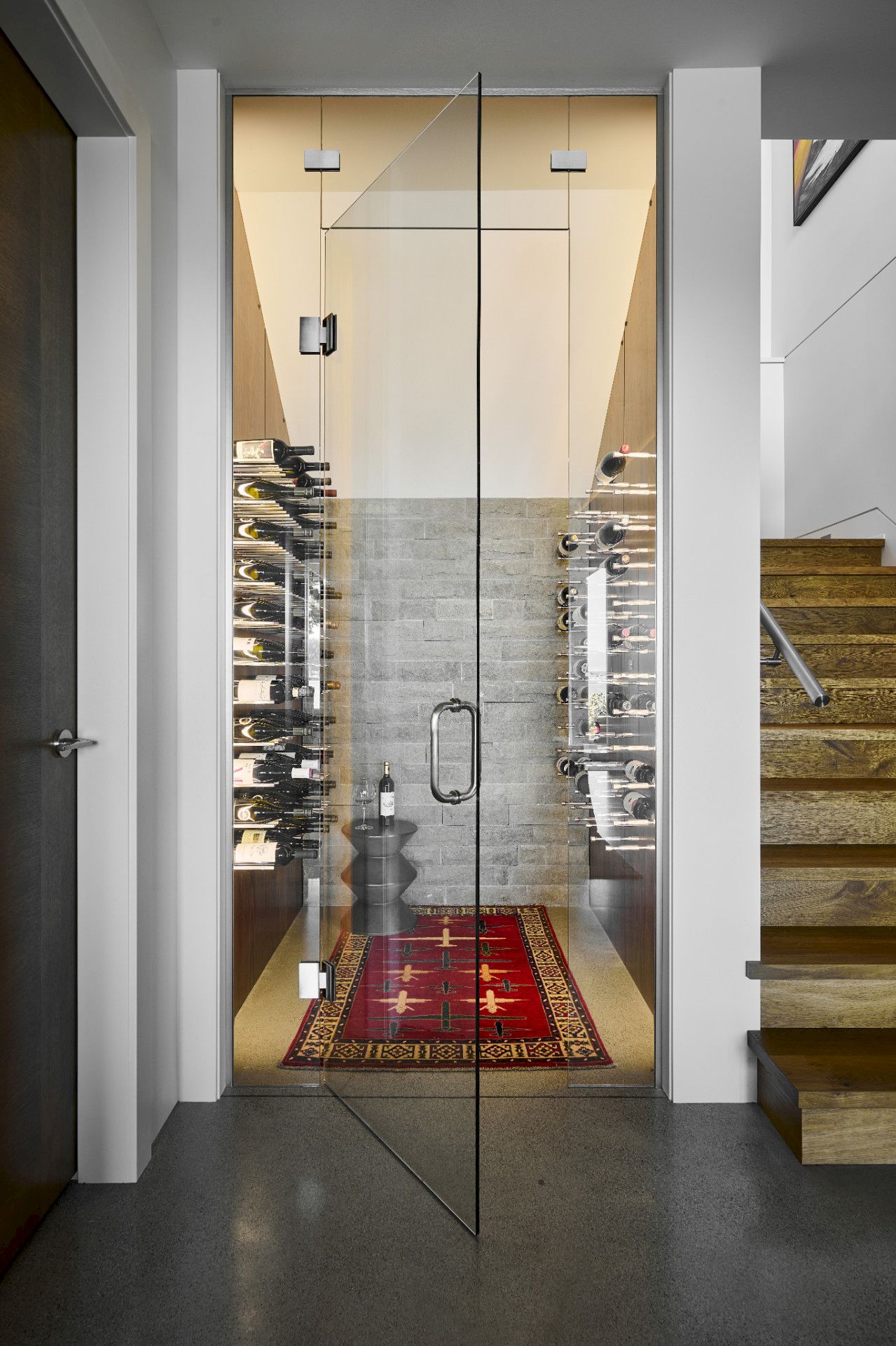 wine room under stairs