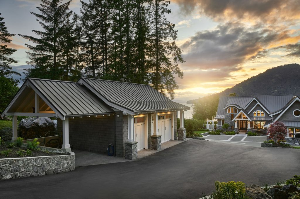 separate garage overlooking Lands End home with sunset view